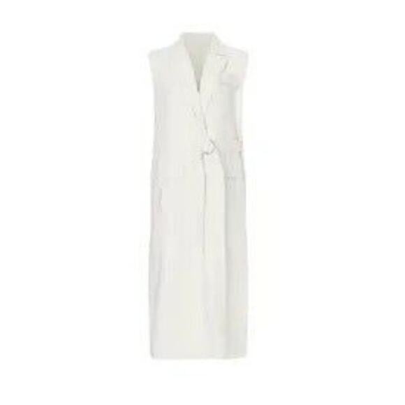 Rent the runway sz small Marina Moscone long wrap vest white color pockets midi - Picture 3 of 7